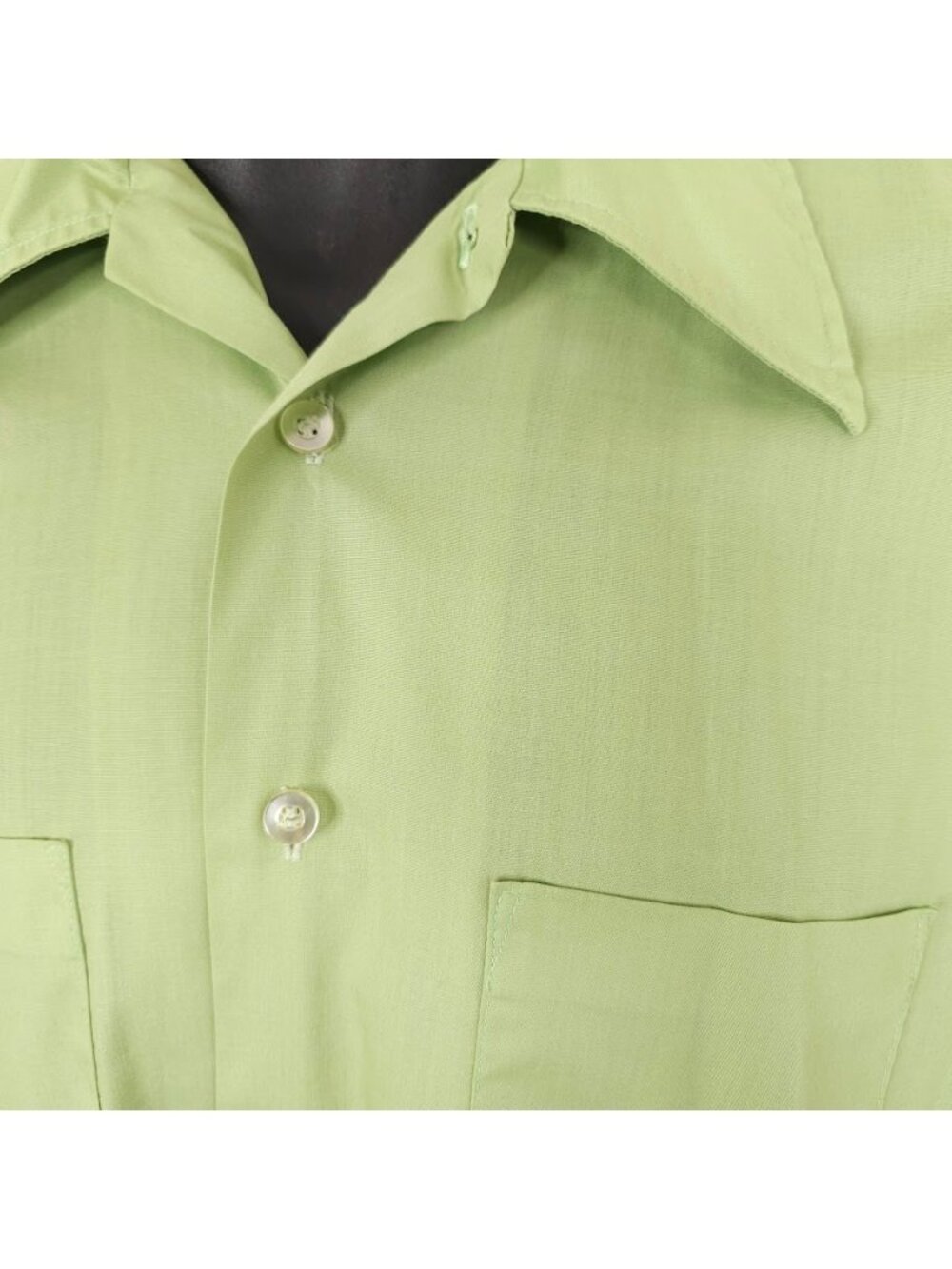 Vintage Towncraft Penn Prest Shirt Mens Size Medium Green 70s Dagger Collar - Picture 4 of 7
